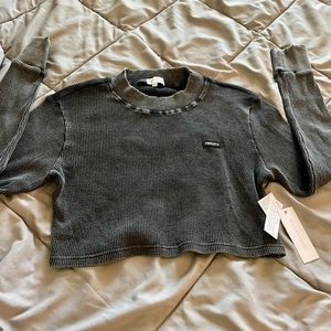 NWT Kendall & Kylie Waffle Knit Distressed Crop Top, size Medium
